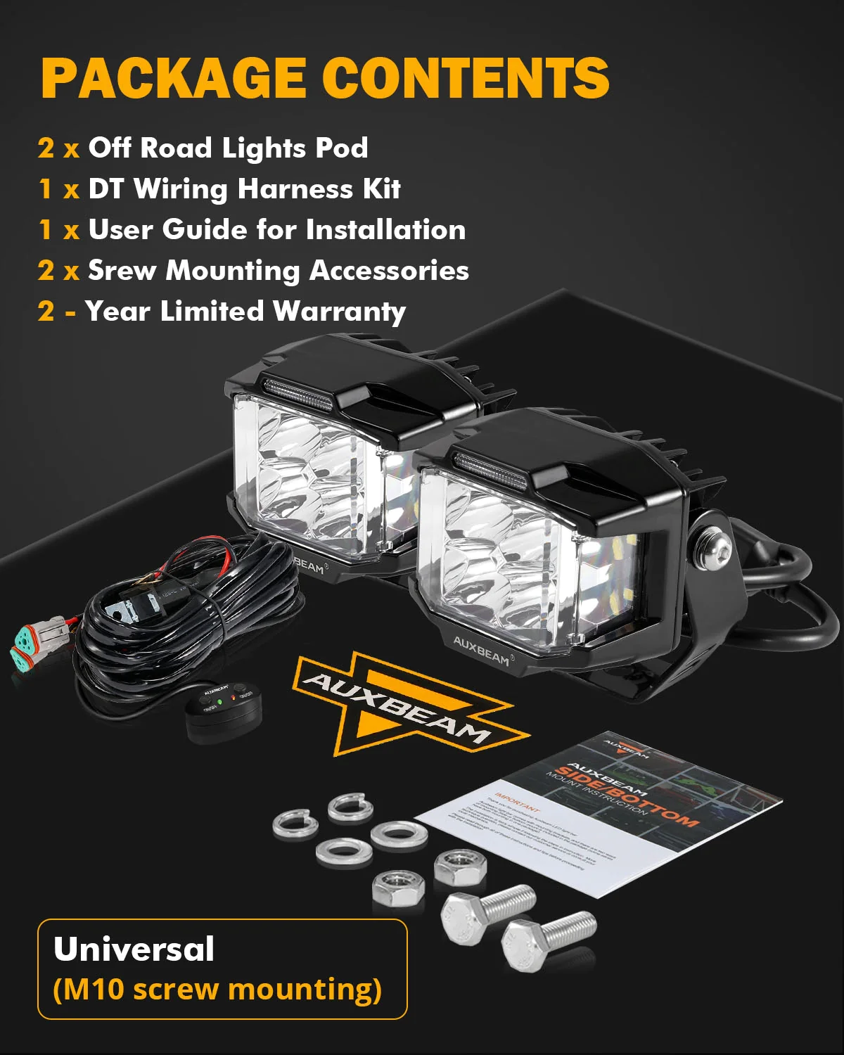 Auxbeam 4 pulg 92W Combo Side Shooters Con DRL Ambar |V-MAX Series