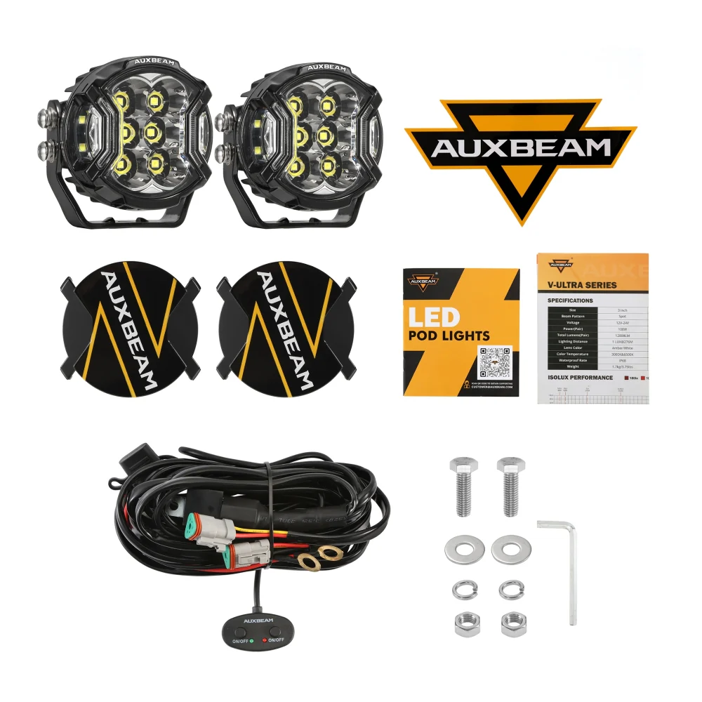 Auxbeam V-ULTRA Series 3 pulg SIde Shooter DRL Ambar
