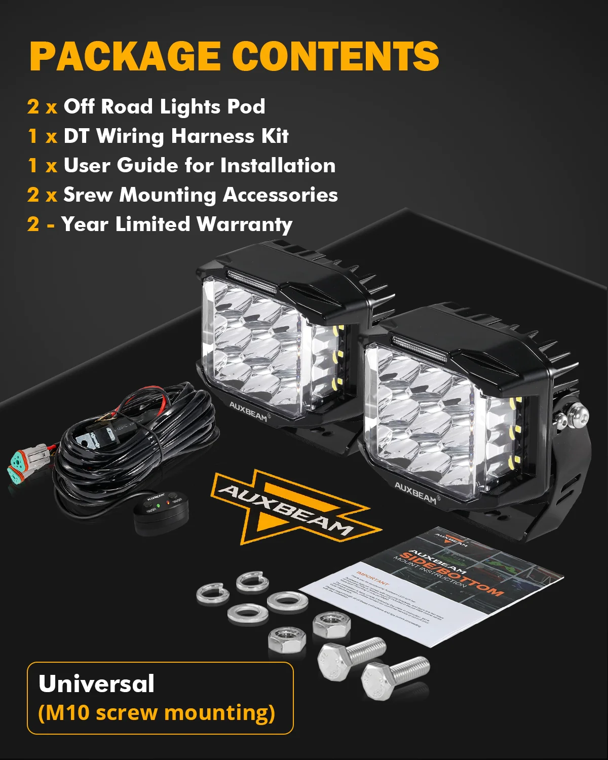 Auxbeam 5 pulg 168W Combo Side Shooters Con DRL Ambar |V-MAX Series