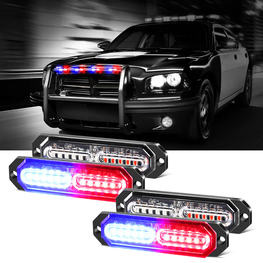 Auxbeam Luces Tipo Escolta de 12 LEDS Azul/Rojo