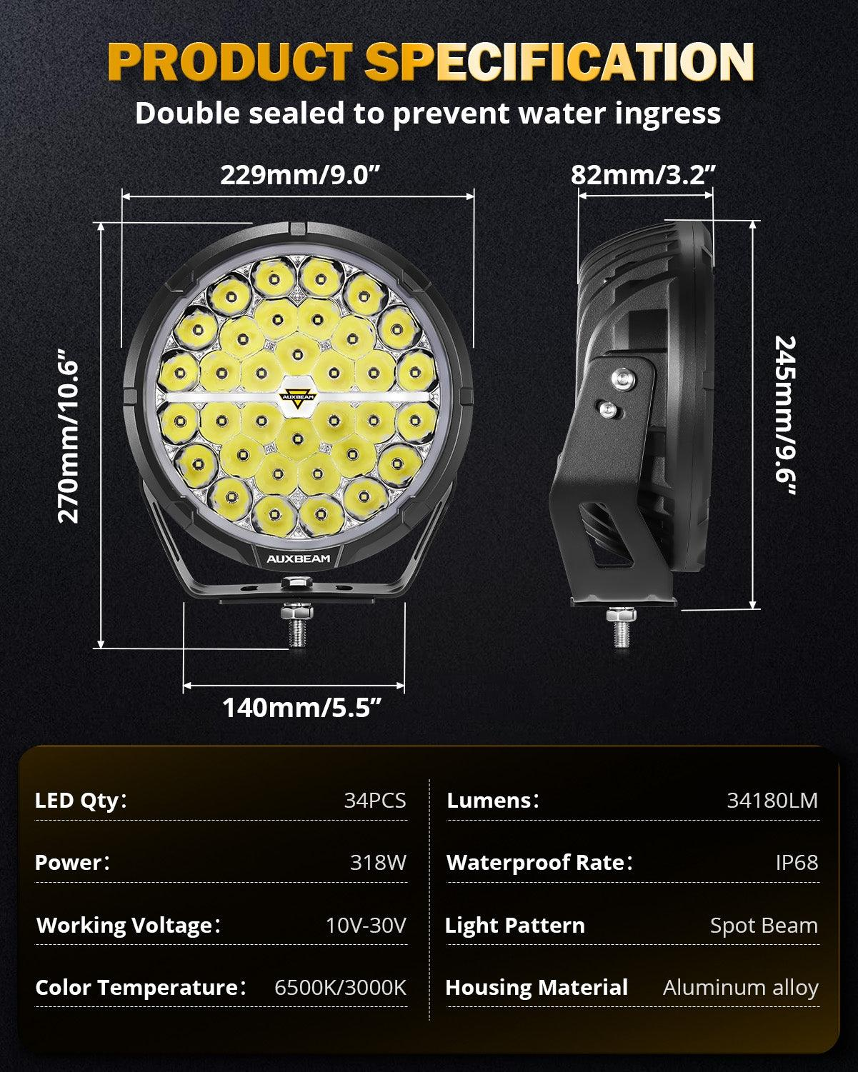 Auxbeam RAY-L Series 9 Pulgadas