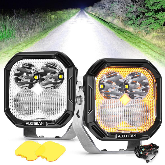 Auxbeam Color Play Series  3 Pulg Combo DRL Blanco y Pidevias Ambar
