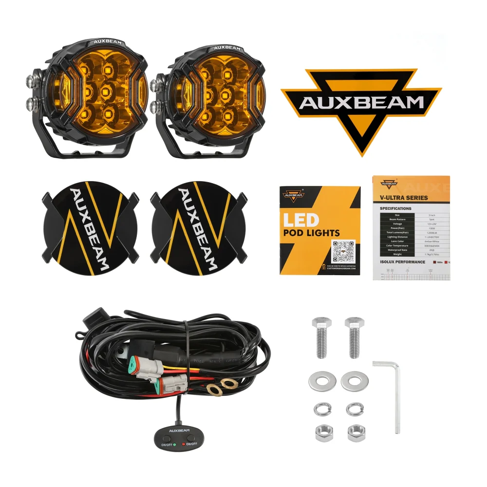 Auxbeam V-ULTRA Series 3 pulg SIde Shooter DRL Ambar