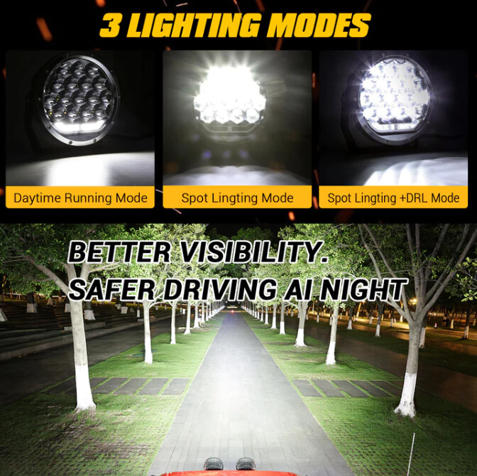 Auxbeam 7 Pulg 178W LED Exploradora Redonda Spot con DRL