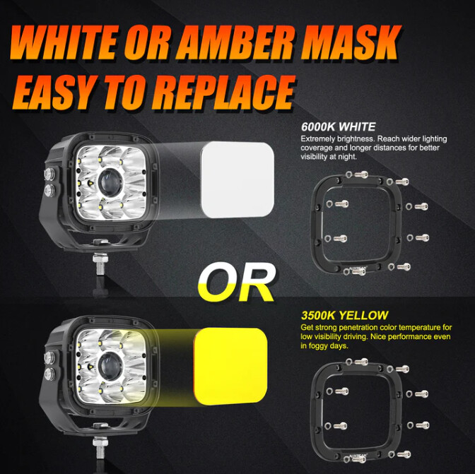 Auxbeam 5 Pulg 110W, White/Amber LED Luces de conduccion