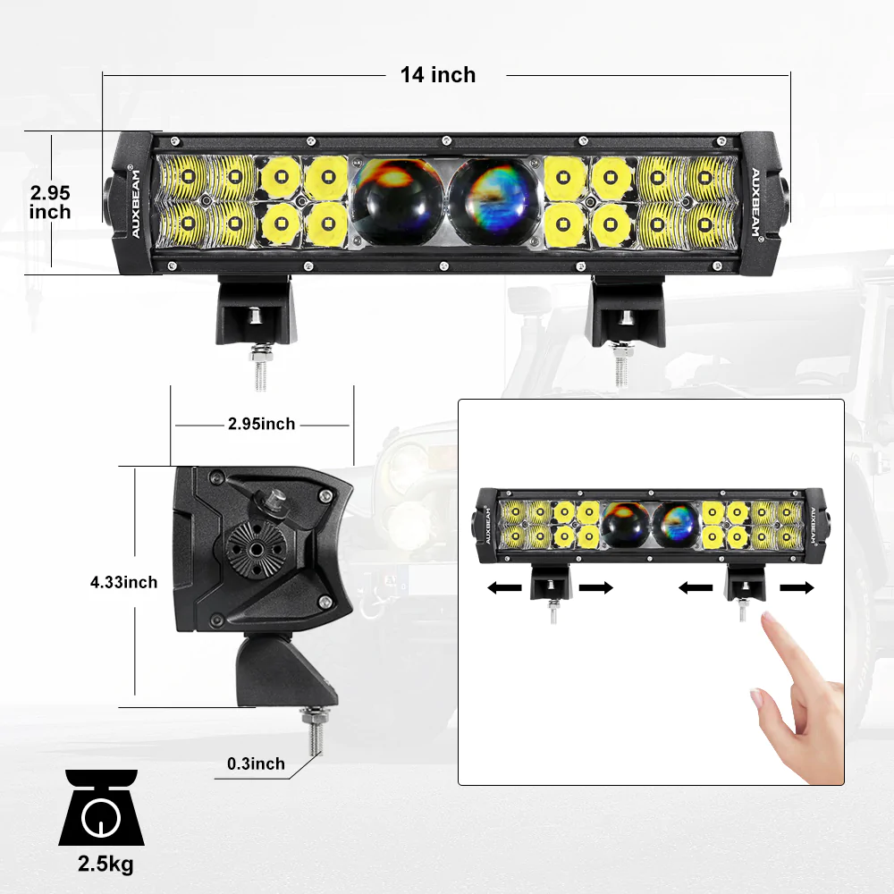 Auxbeam 5D-PRO Serie barra LED 12"